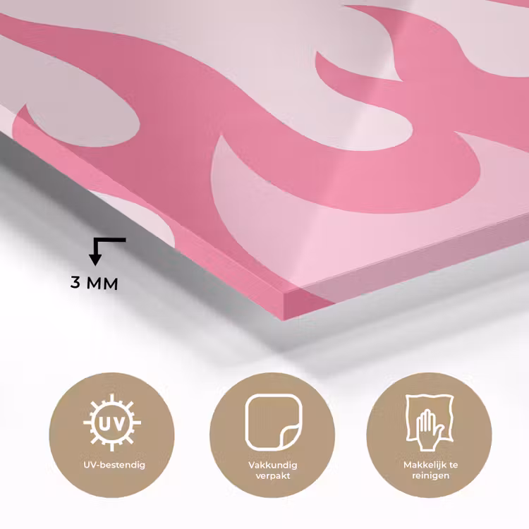 Vlammen - Patroon - Abstract - Modern - Roze plexiglas 5mm klein -sfeer2
