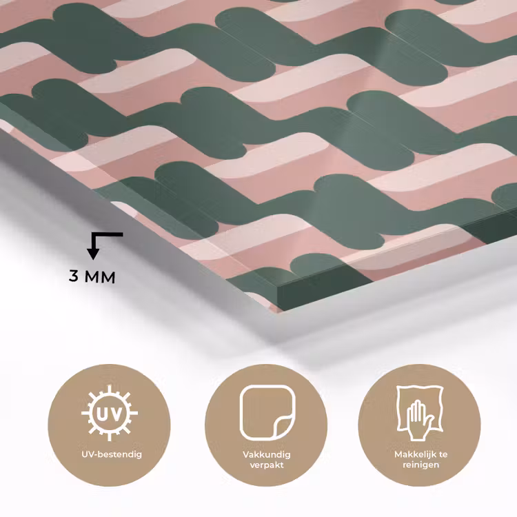 Vlechtpatroon - Groen - Roze - Geometrisch plexiglas 5mm klein 11 -sfeer2