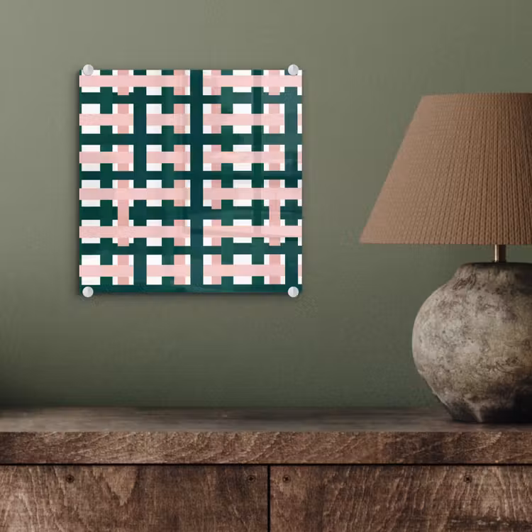 Vlechtpatroon - Groen - Roze - Grafisch plexiglas 5mm klein 11 -sfeer3
