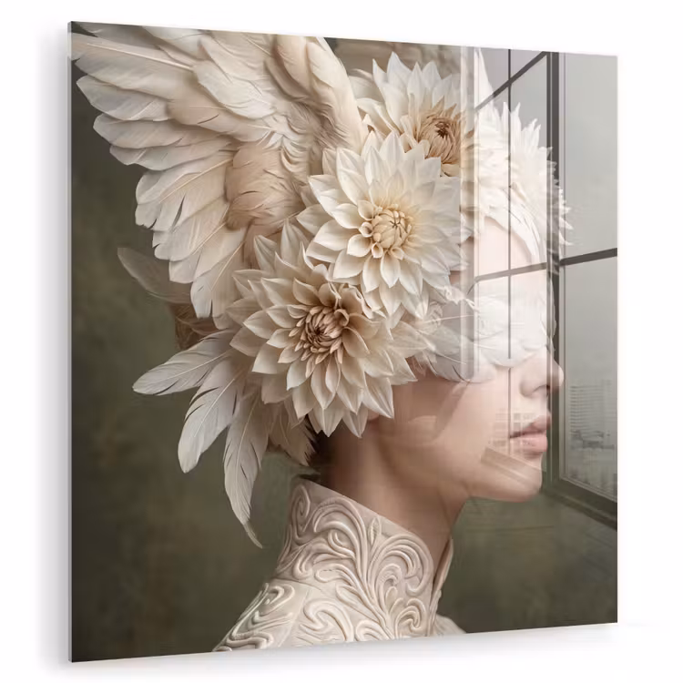 Vleugels - Vrouw - Wit plexiglas 5mm klein -zzzproduct_nieuw