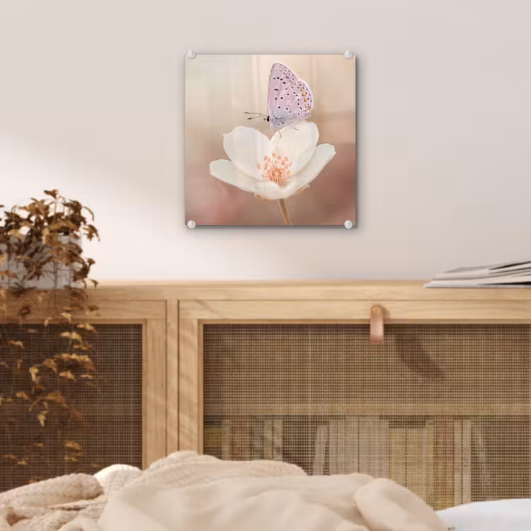 Vlinder - Bloem - Blauw plexiglas 5mm klein -sfeer4