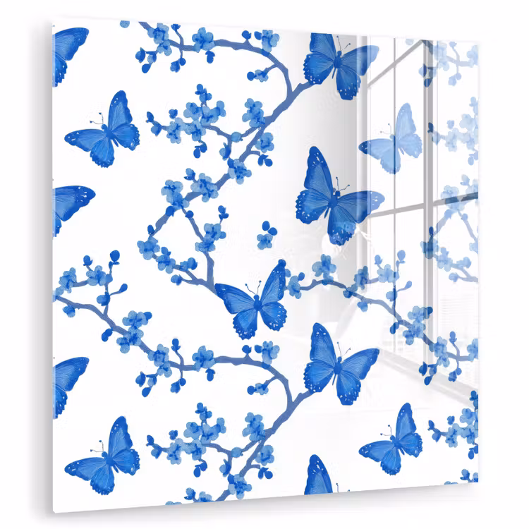 Vlinder - Bloemen - Blauw plexiglas 5mm klein 11 -zzzproduct_nieuw