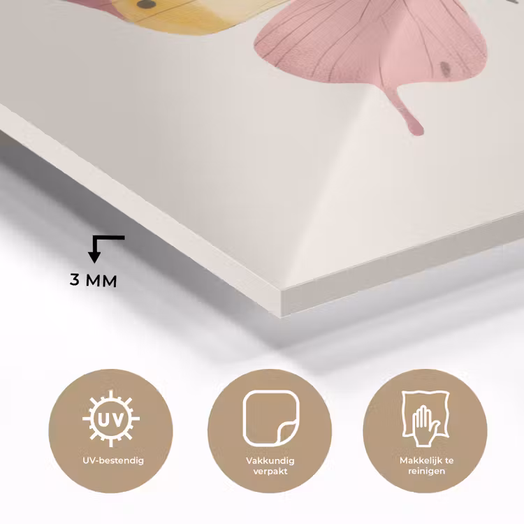 Vlinder - Illustratie - Roze plexiglas 5mm klein -sfeer2