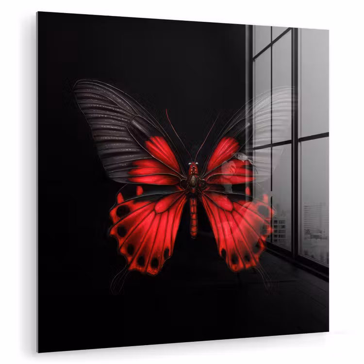 Vlinder - Rood - Contrast plexiglas 5mm klein -zzzproduct_nieuw