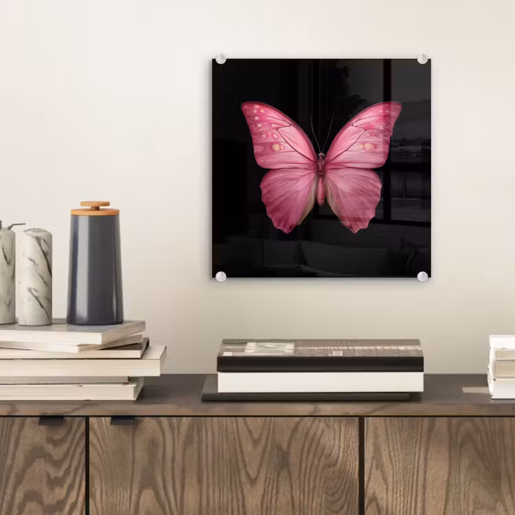 Vlinder - roze - Elegant plexiglas 5mm klein -sfeer1