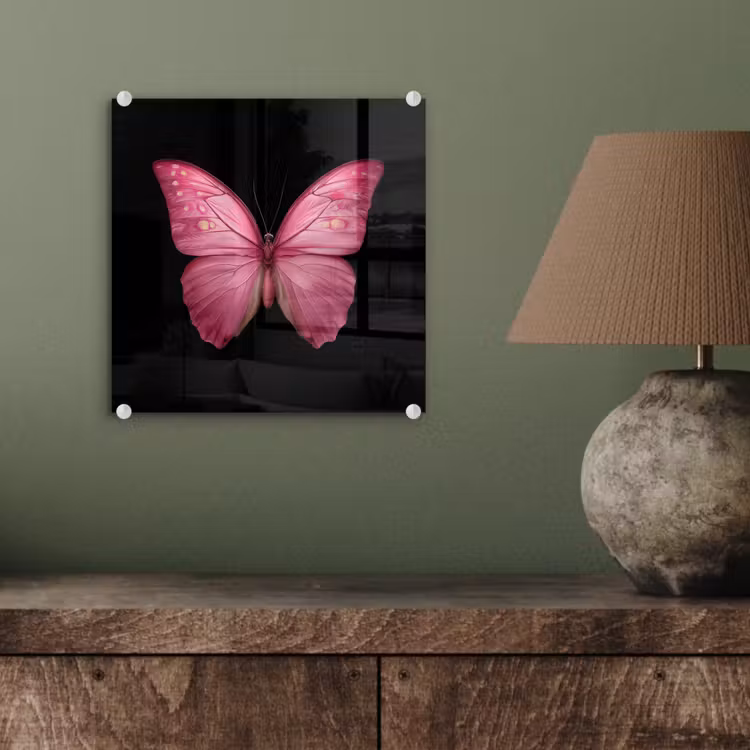 Vlinder - roze - Elegant plexiglas 5mm klein -sfeer3
