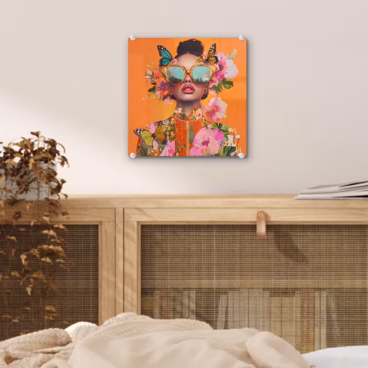 Vlinders - Vrouw - Zonnebril - Kleurrijk plexiglas 5mm klein -sfeer4