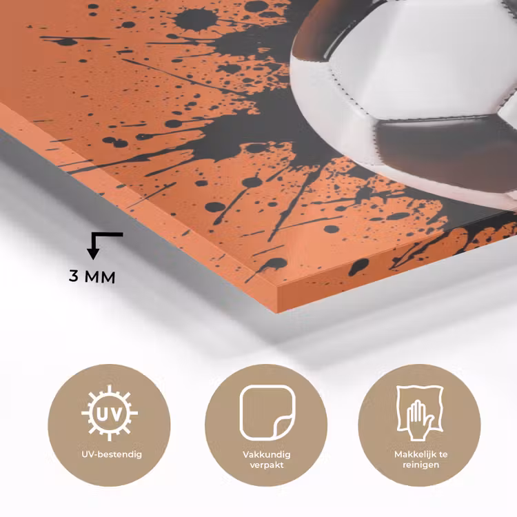 Voetbal - Verf - Sport - Oranje plexiglas 5mm klein -sfeer2
