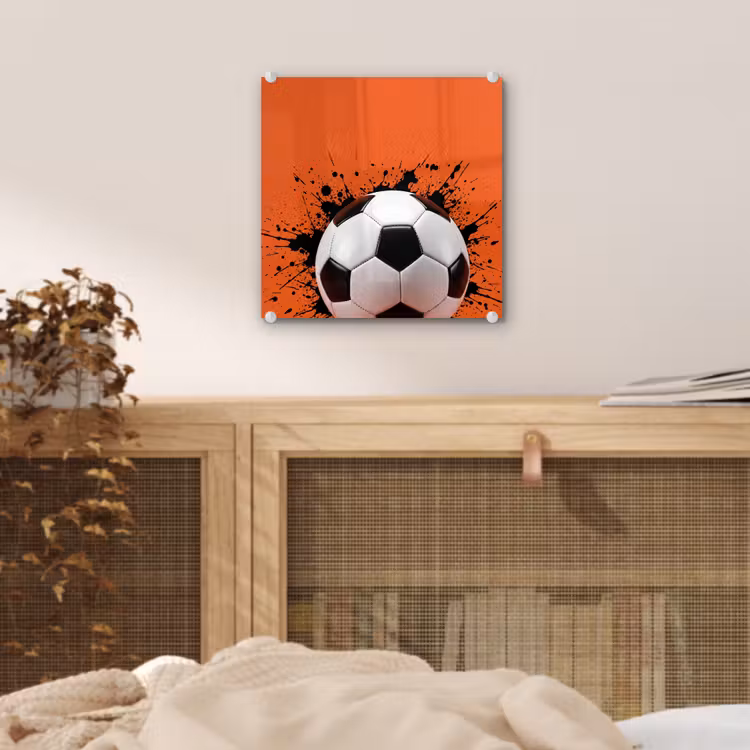 Voetbal - Verf - Sport - Oranje plexiglas 5mm klein -sfeer4