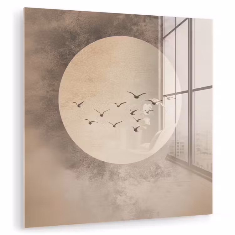 Vogel - Beige - Japandi plexiglas 5mm klein -zzzproduct_nieuw