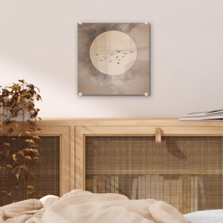 Vogel - Beige - Japandi plexiglas 5mm klein -sfeer4