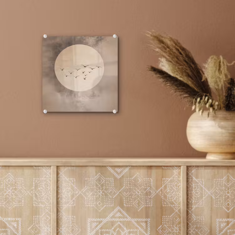 Vogel - Beige - Japandi plexiglas 5mm klein -sfeer5
