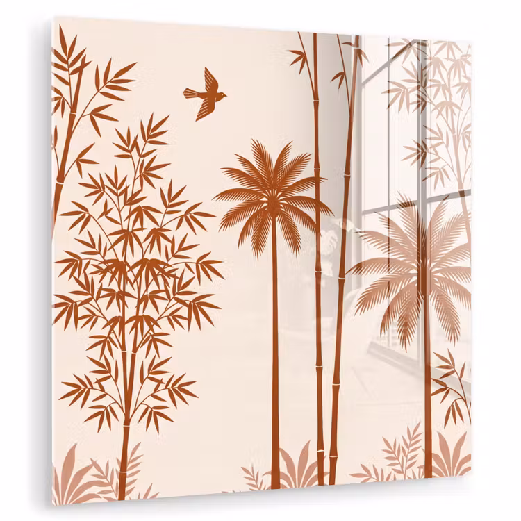 Vogel - Boom - Tropisch - Minimalistisch - Bruin plexiglas 5mm klein -zzzproduct_nieuw