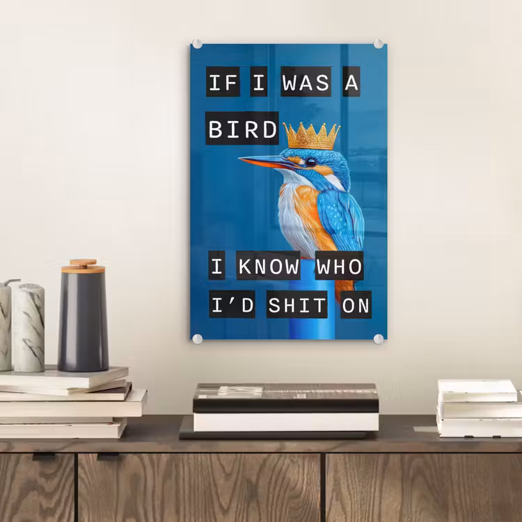 Vogel - Decoratie - Ijsvogel - Blauw plexiglas 5mm klein -sfeer1