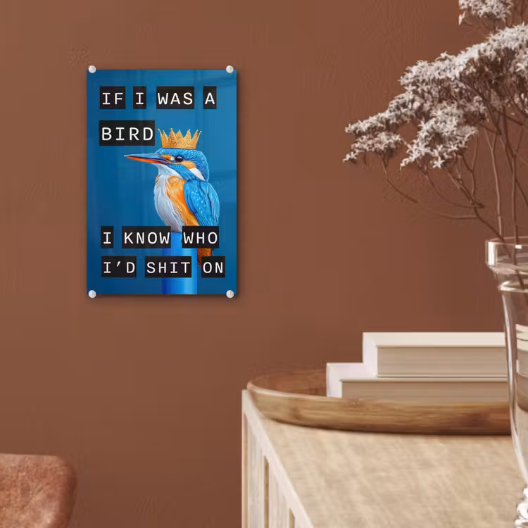 Vogel - Decoratie - Ijsvogel - Blauw plexiglas 5mm klein -sfeer5