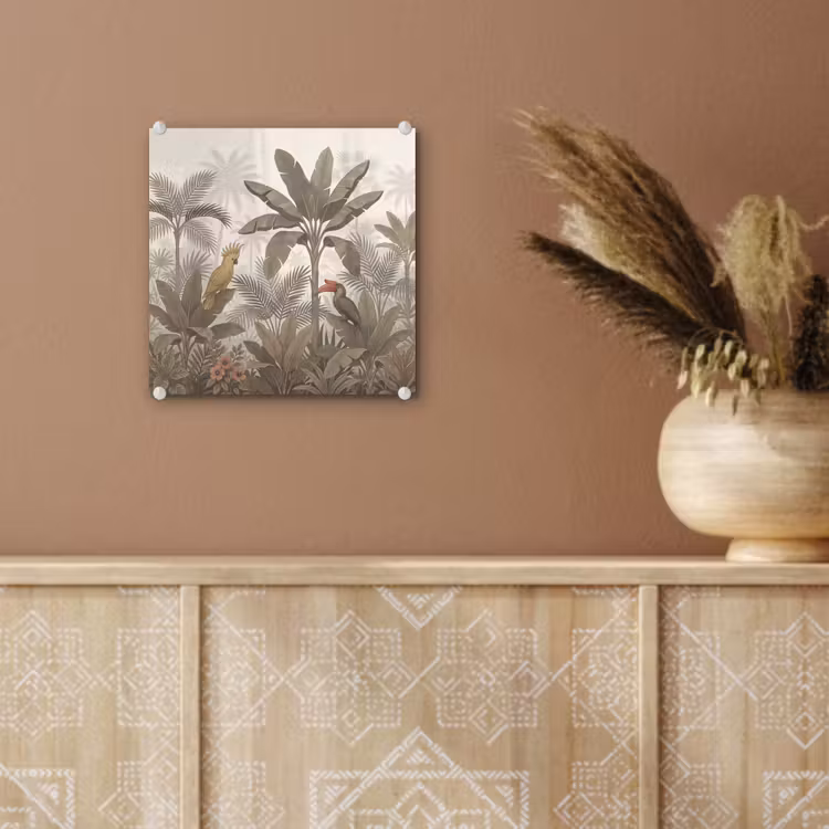 Vogel - Jungle - Tropisch - Illustratie - Groen plexiglas 5mm klein -sfeer5