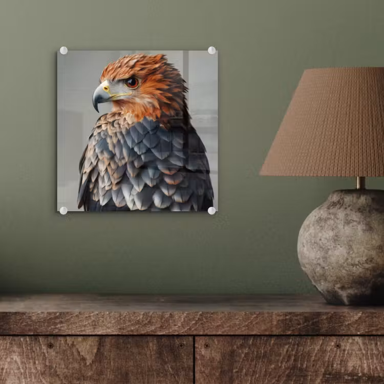 Vogel - Realistisch - Veren - Bruin plexiglas 5mm klein -sfeer3