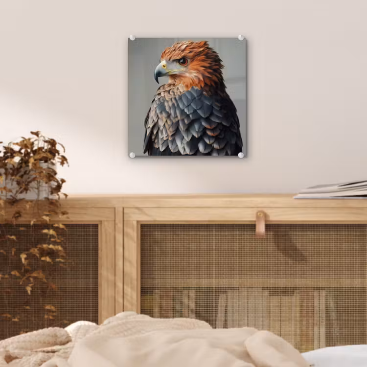 Vogel - Realistisch - Veren - Bruin plexiglas 5mm klein -sfeer4