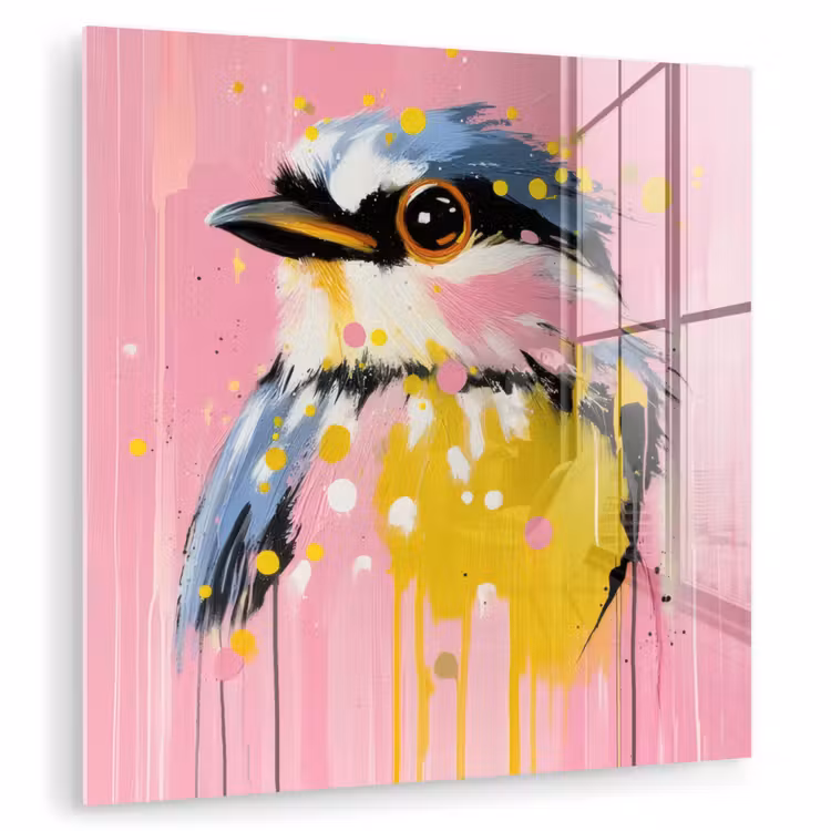 Vogel - Roze - Geel - Blauw plexiglas 5mm klein -zzzproduct_nieuw