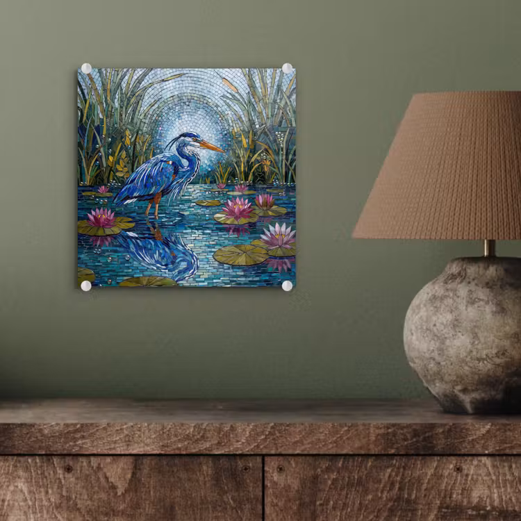 Vogel - Water - Natuur - Abstract - Blauw plexiglas 5mm klein -sfeer3