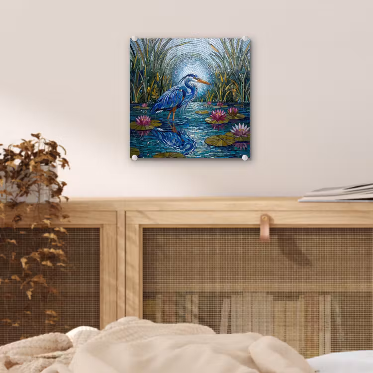 Vogel - Water - Natuur - Abstract - Blauw plexiglas 5mm klein -sfeer4