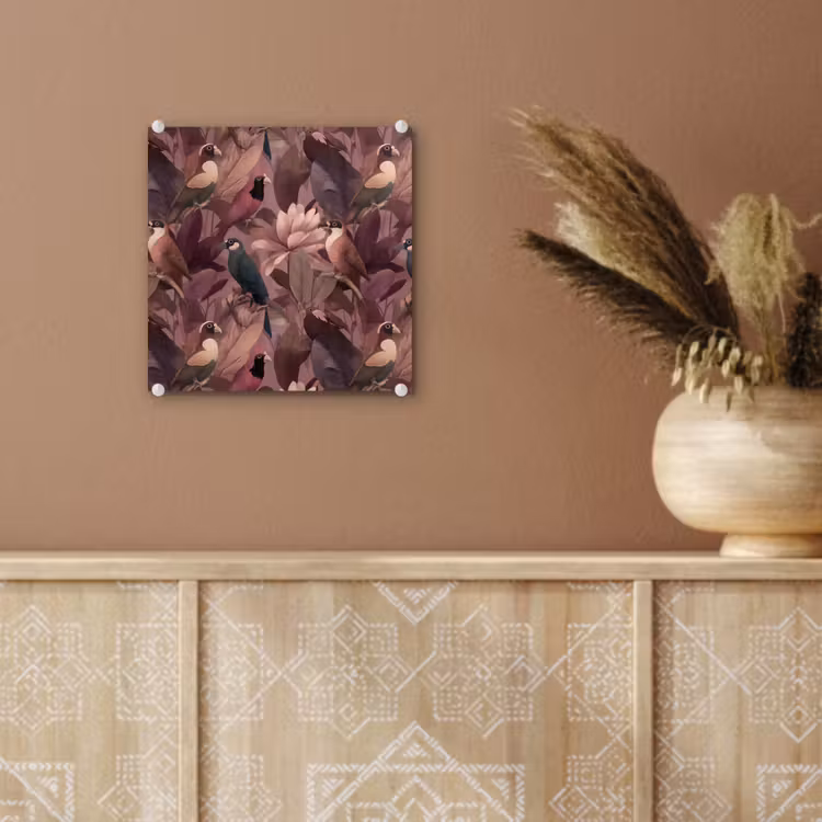 Vogels - Bladeren - Roze plexiglas 5mm klein 11 -sfeer5