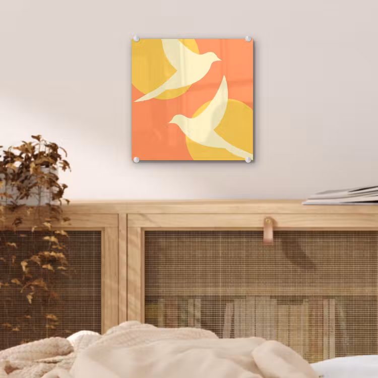 Vogels - Cirkels - Geel plexiglas 5mm klein -sfeer4
