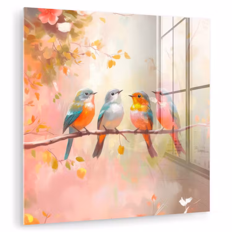 Vogels - Kleurrijk - Tak plexiglas 5mm klein -zzzproduct_nieuw
