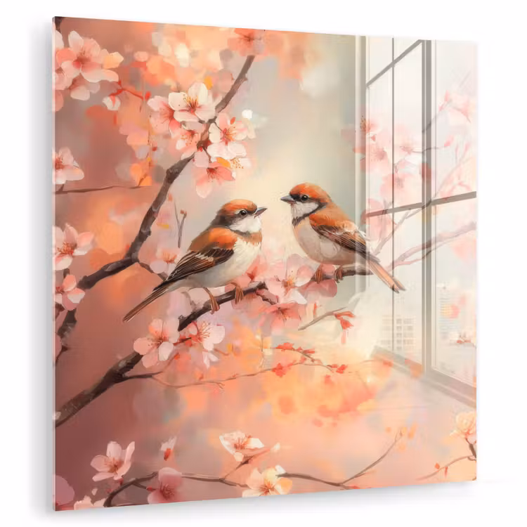 Vogels - Romantic - Bloesemtak plexiglas 5mm klein -zzzproduct_nieuw