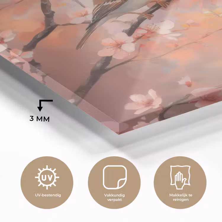 Vogels - Romantic - Bloesemtak plexiglas 5mm klein -sfeer2