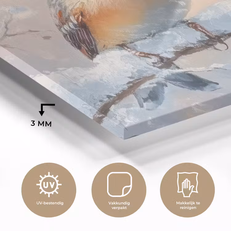 Vogels - Tak - Winter - Sneeuw plexiglas 5mm klein -sfeer2