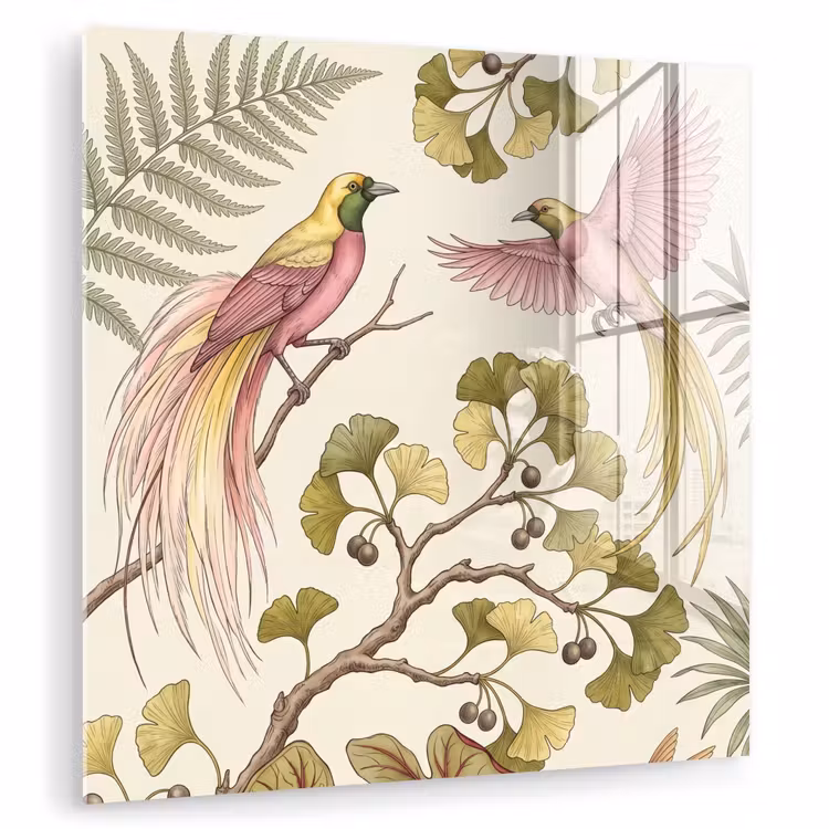 Vogels - Tropisch - Botanisch - Roze plexiglas 5mm klein -zzzproduct_nieuw