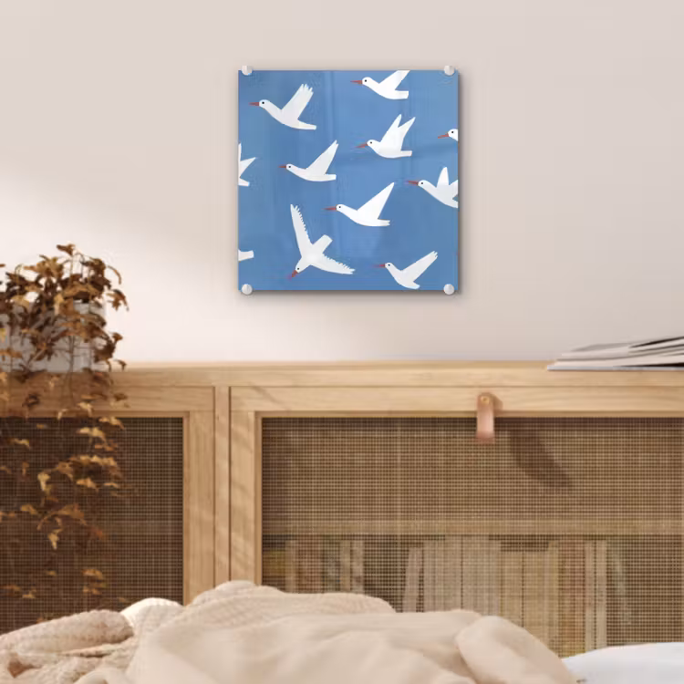 Vogels - Wit - Patroon plexiglas 5mm klein -sfeer4
