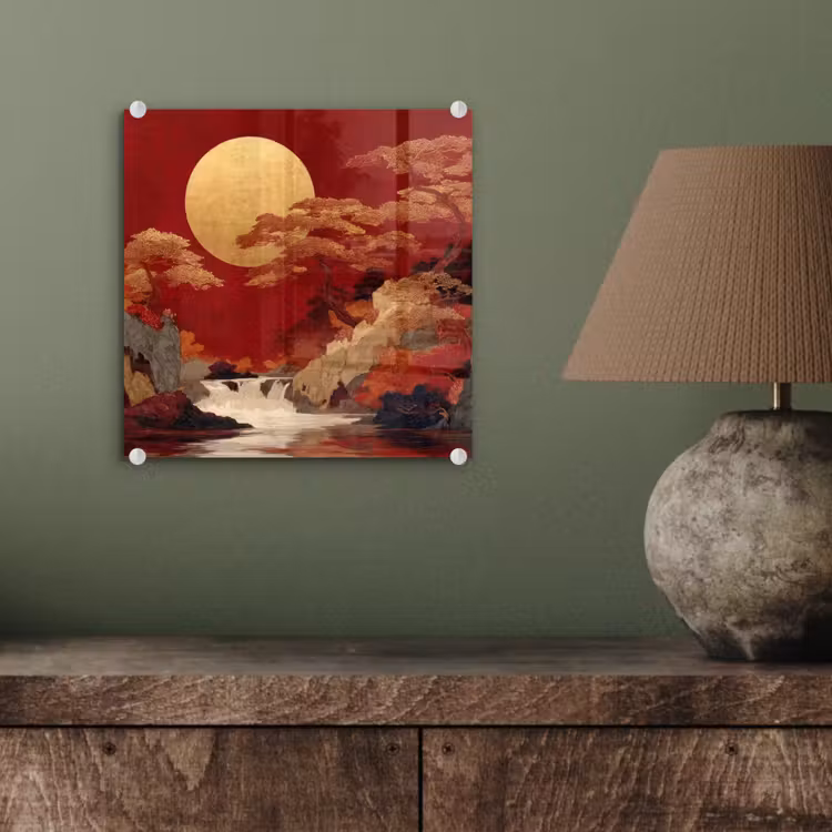 Volle maan - Landschap - Waterval plexiglas 5mm klein -sfeer3