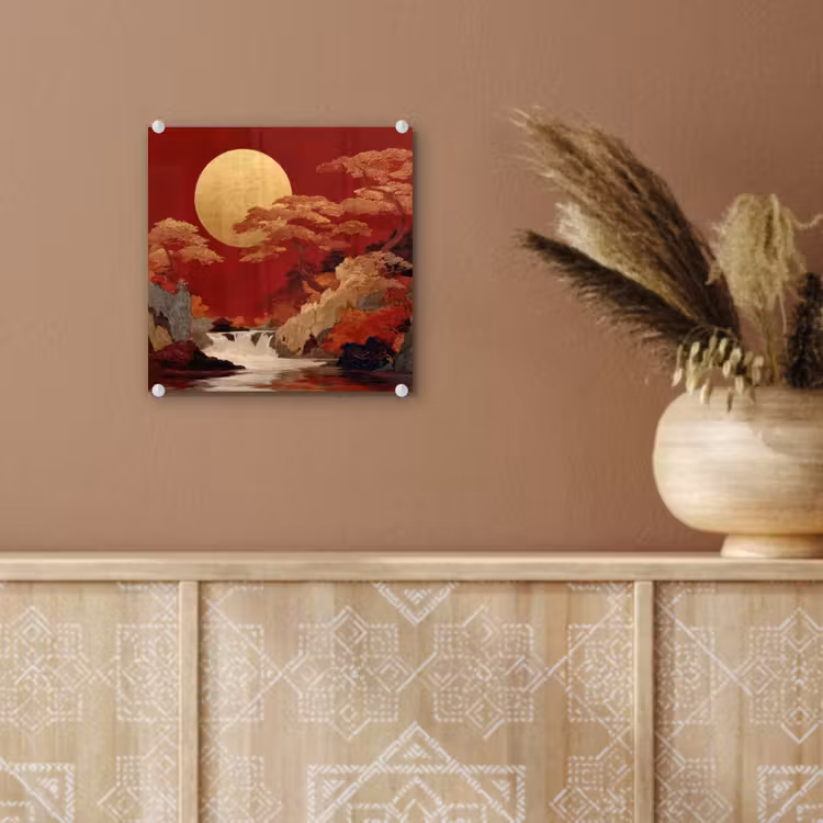 Volle maan - Landschap - Waterval plexiglas 5mm klein -sfeer5