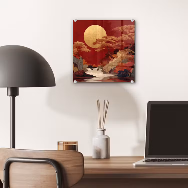 Volle maan - Landschap - Waterval plexiglas 5mm klein -sfeer6