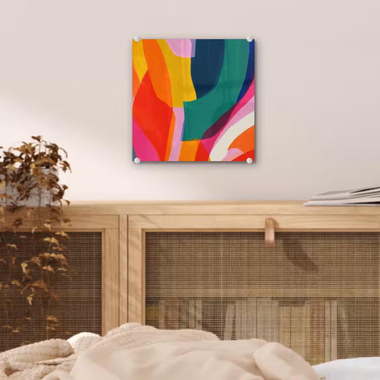 Vormen - Golvend - Abstract - Felroze plexiglas 5mm klein -sfeer4
