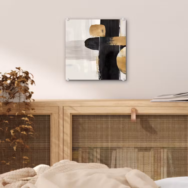 Vormen - Penseelstreken - Abstract - Goud plexiglas 5mm klein -sfeer4
