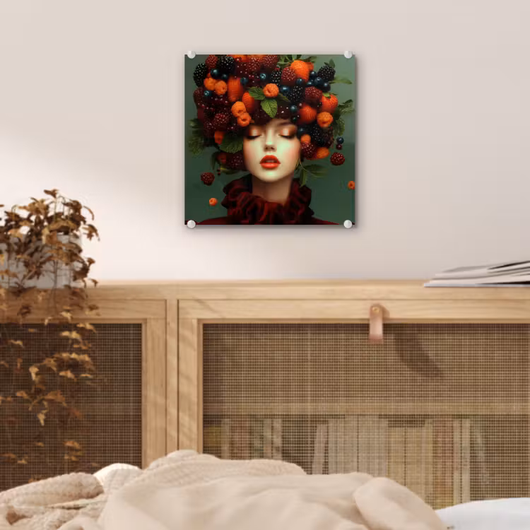 Vrouw - Aardbeien - Frambozen - Bramen - Bessen plexiglas 5mm klein -sfeer4