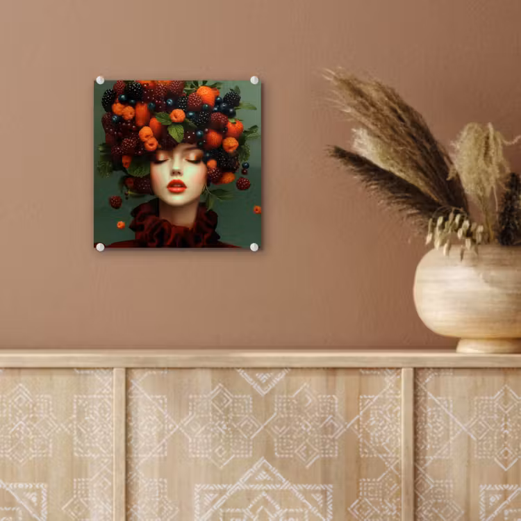 Vrouw - Aardbeien - Frambozen - Bramen - Bessen plexiglas 5mm klein -sfeer5