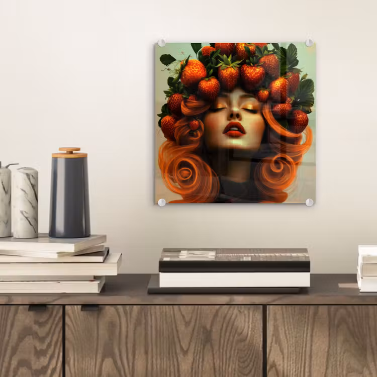 Vrouw - Aardbeien - Kroon plexiglas 5mm klein -sfeer1