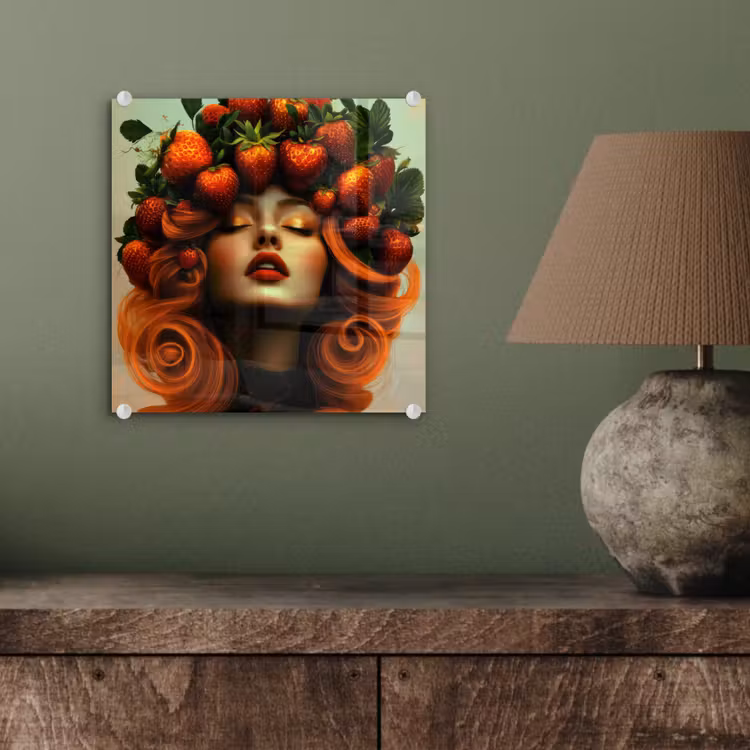 Vrouw - Aardbeien - Kroon plexiglas 5mm klein -sfeer3