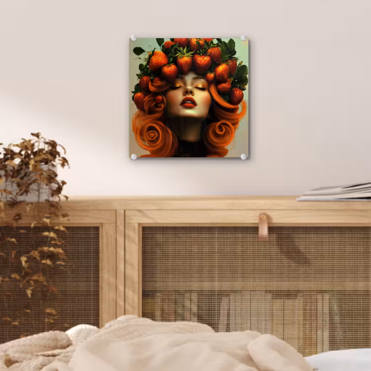 Vrouw - Aardbeien - Kroon plexiglas 5mm klein -sfeer4