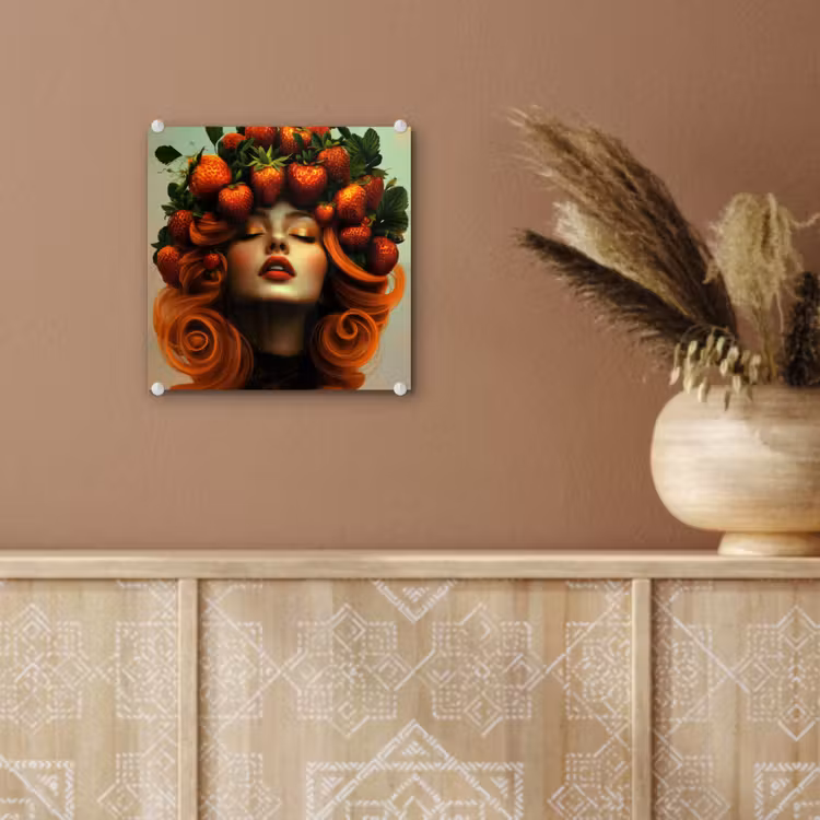 Vrouw - Aardbeien - Kroon plexiglas 5mm klein -sfeer5