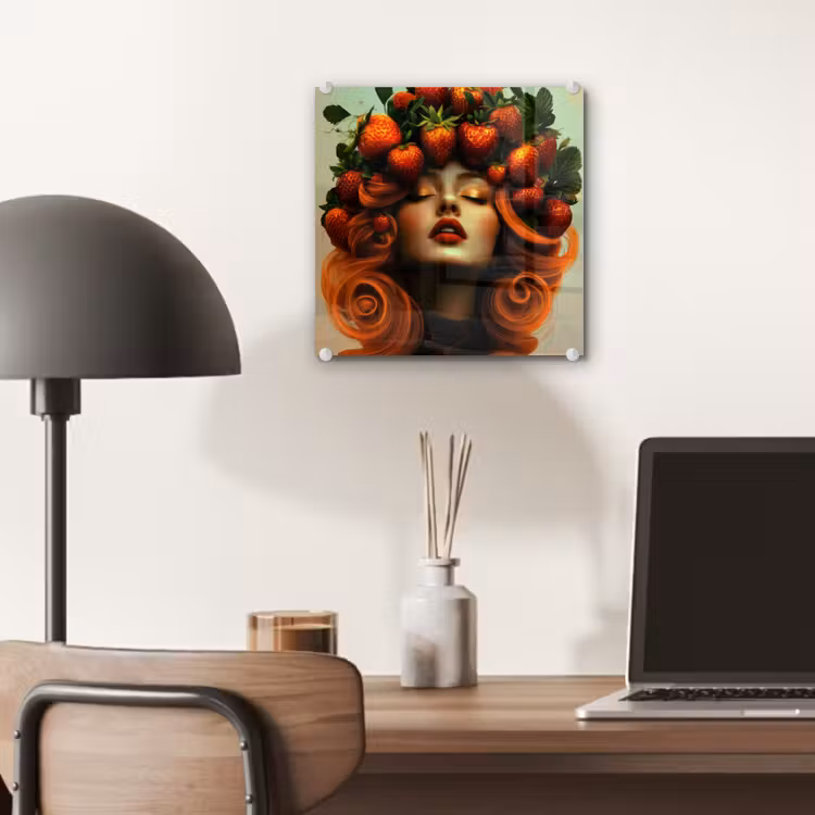 Vrouw - Aardbeien - Kroon plexiglas 5mm klein -sfeer6
