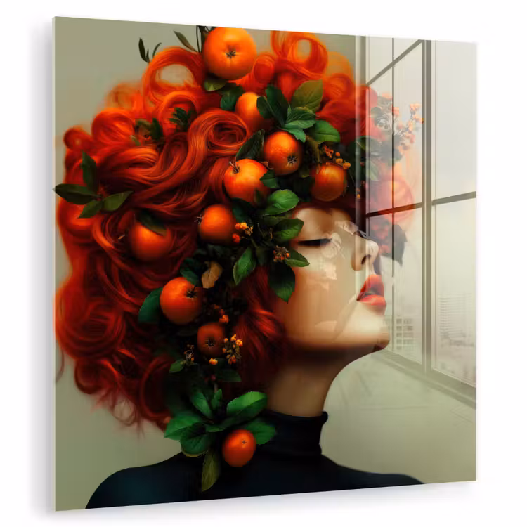 Vrouw - Appels - Rood - Bladeren plexiglas 5mm klein -zzzproduct_nieuw