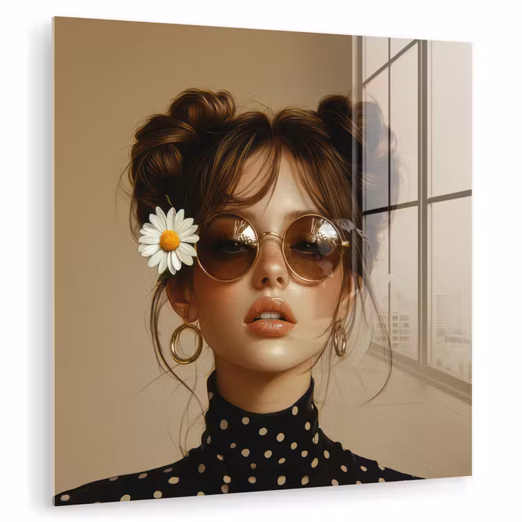 Vrouw - Beige - Bloem - Modern - Portret plexiglas 5mm klein -zzzproduct_nieuw