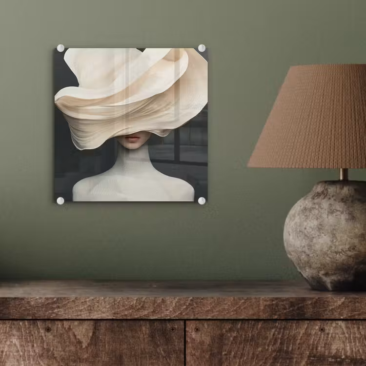 Vrouw - Beige - hoed plexiglas 5mm klein -sfeer3