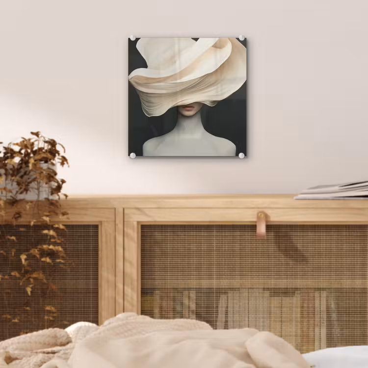 Vrouw - Beige - hoed plexiglas 5mm klein -sfeer4