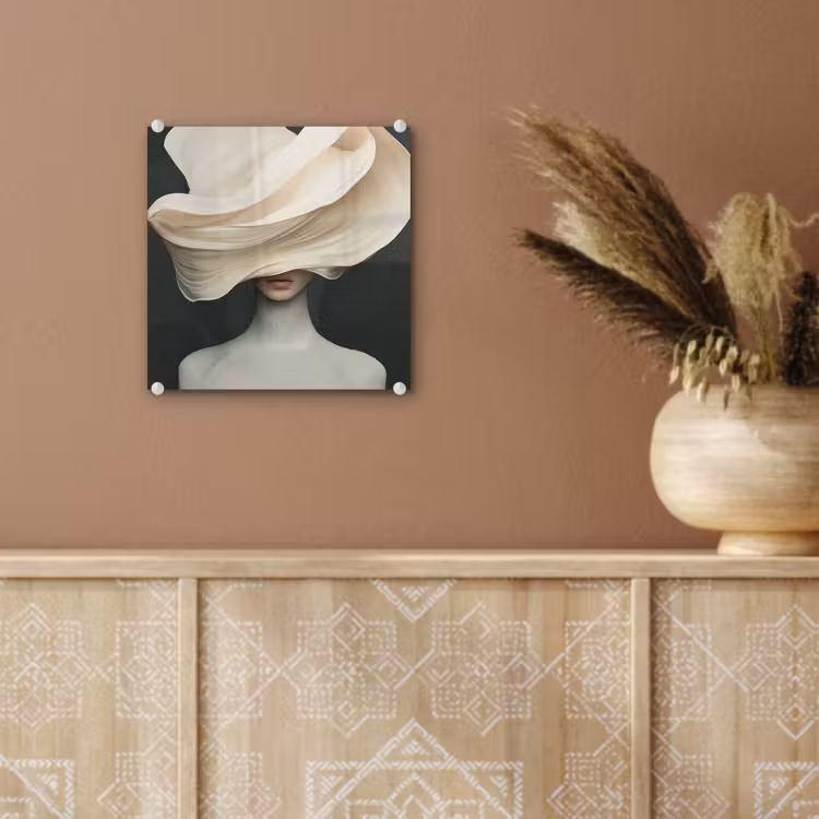 Vrouw - Beige - hoed plexiglas 5mm klein -sfeer5